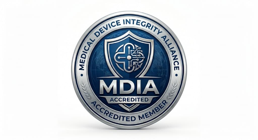 MDIA Accredited Member badge for Medical Device Integrity Alliance accreditation